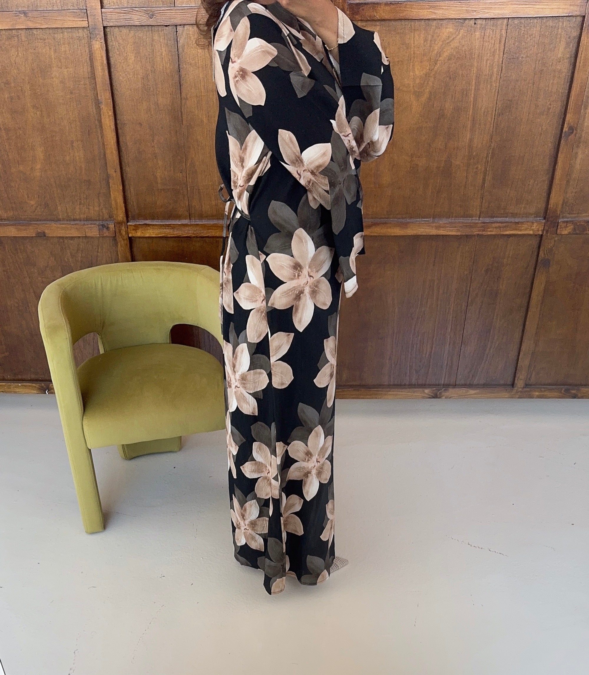 ROBE FLEURI NOUÉ DOS NOIR - ASI