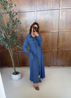 DENIM LOOK CHEMISE ROBE - DARI