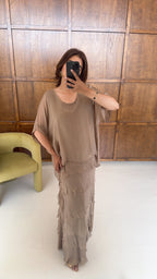 ROBE MOUSSELINE MOKA AVEC VOLANT - JESNA