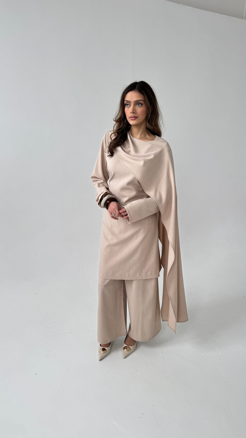 BEIGE DRAPÉ ENSEMBLE - ATHEER