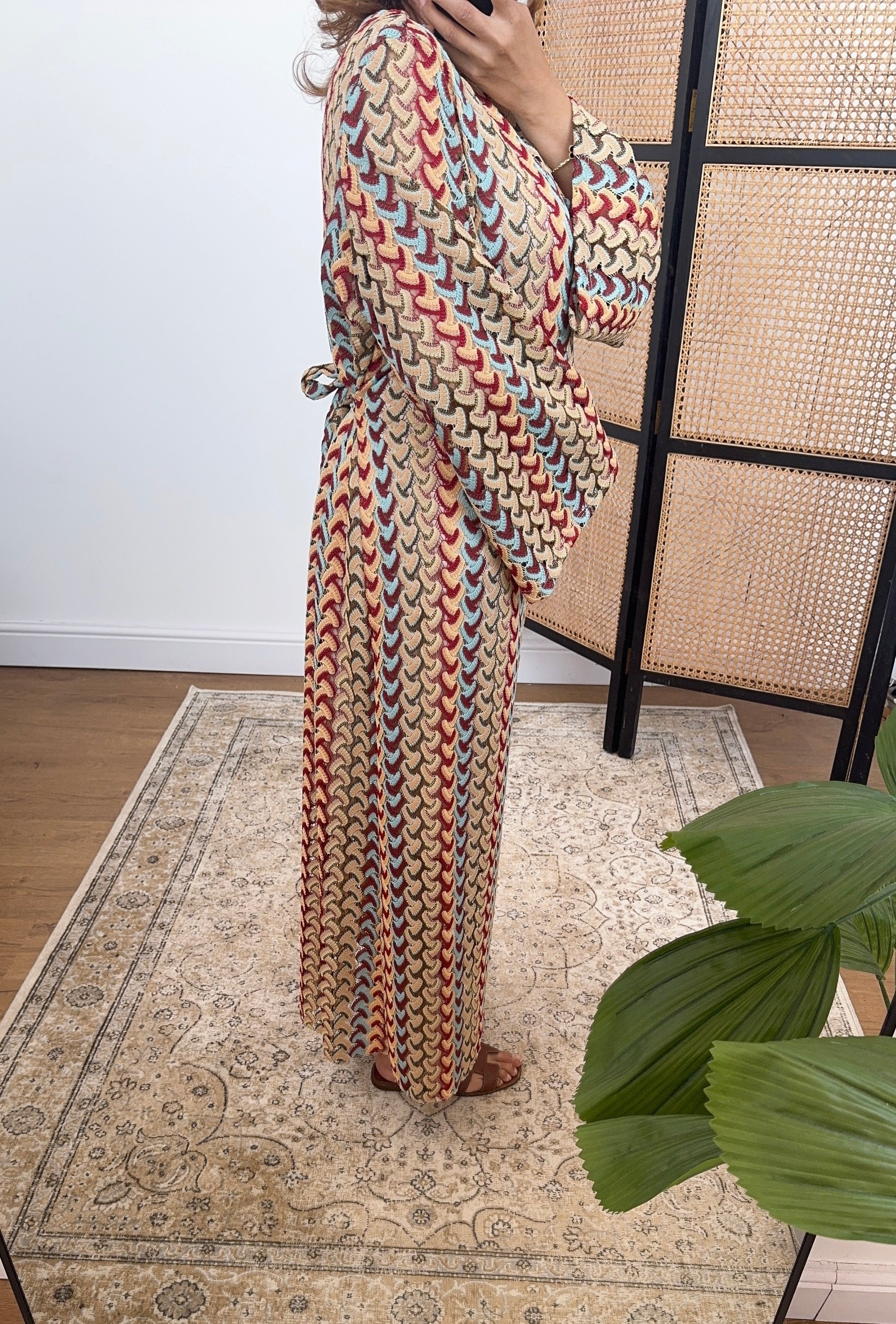 ZIGZAG CROCHET ROBE AVEC CEINTURE - YAITA