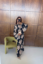ROBE FLEURI NOUÉ DOS NOIR - ASI