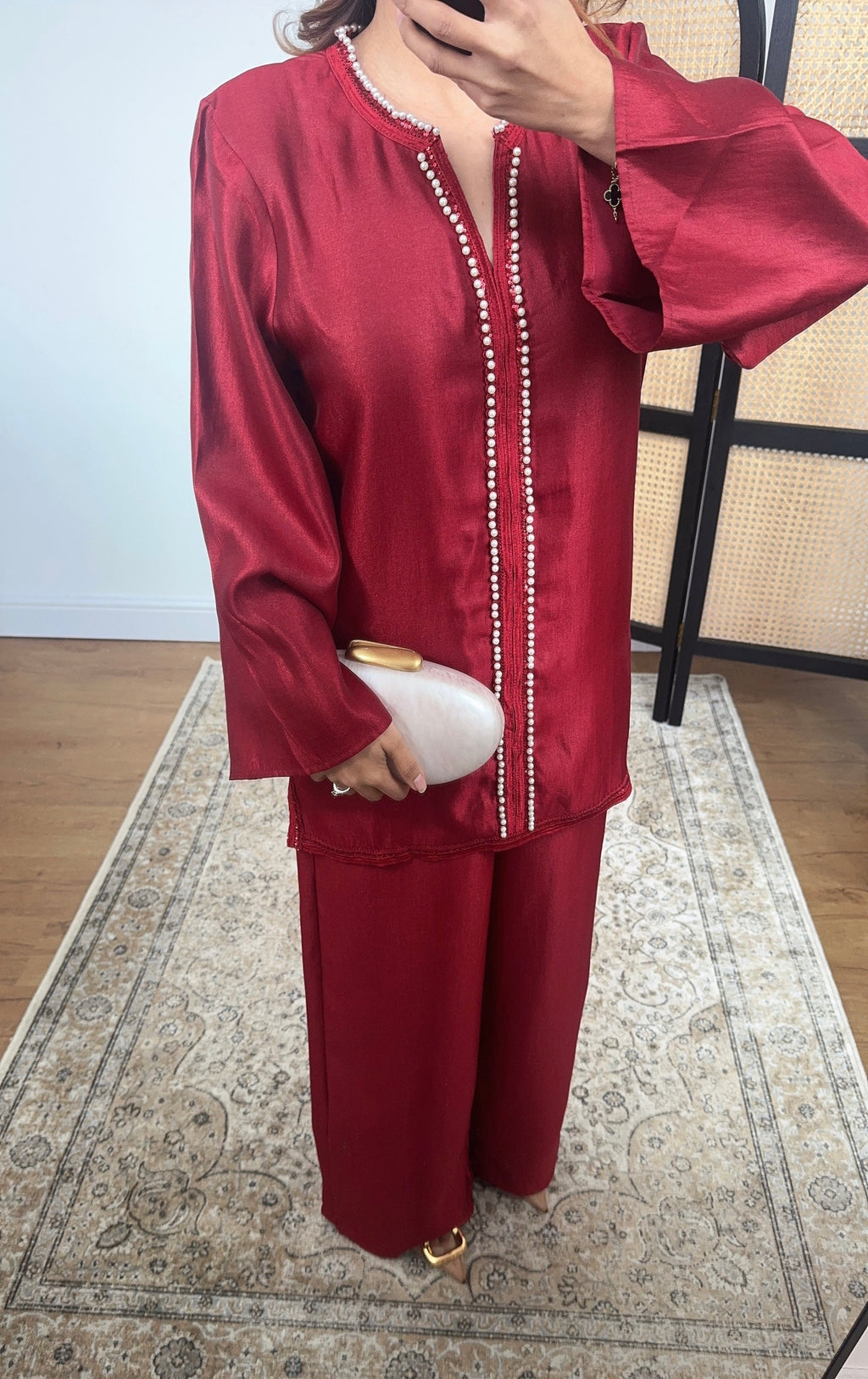 ENSEMBLE PERLE DENTELLE BORDEAUX - ALEEN