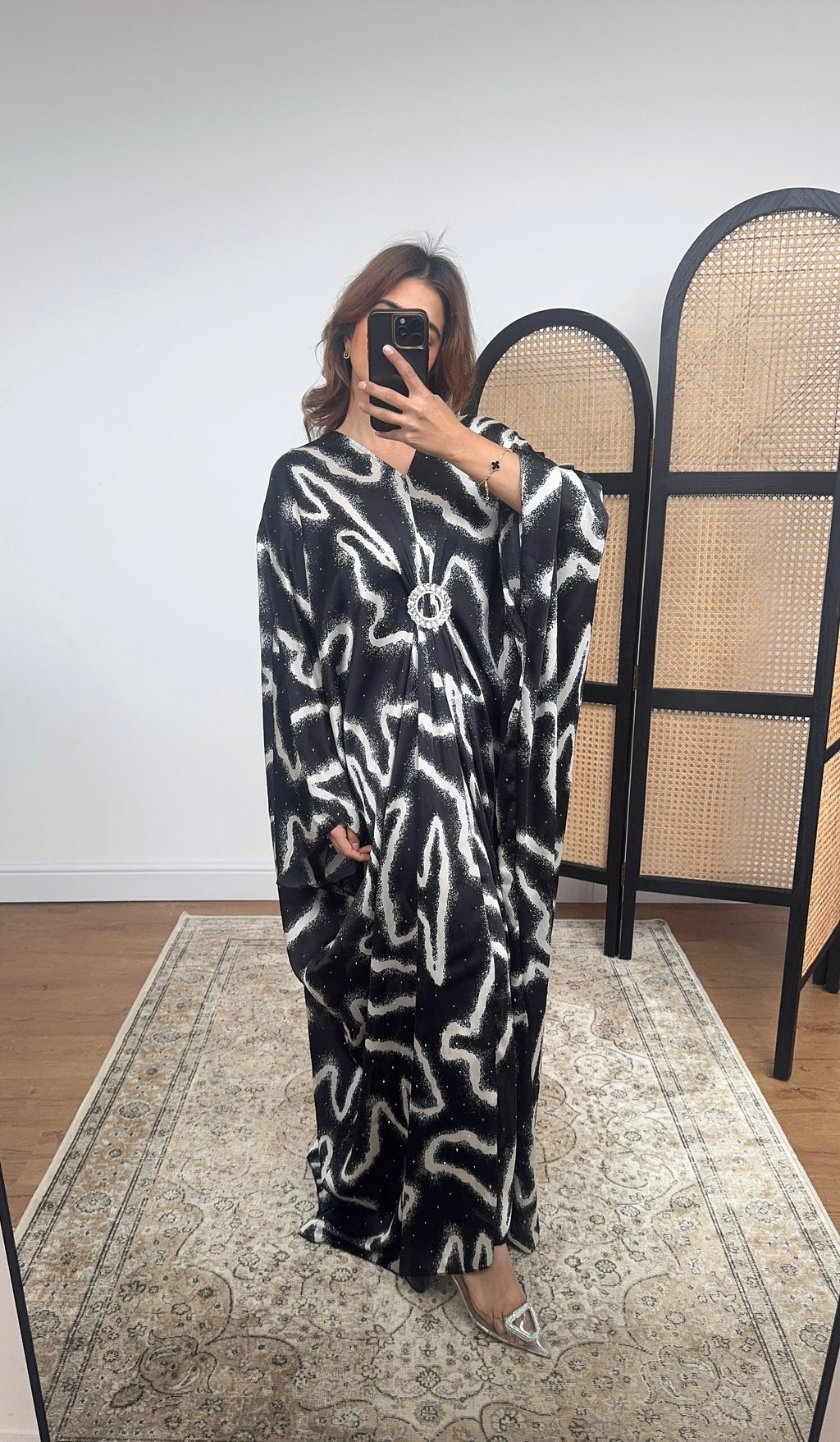 CAFTAN IMPRIMÉ DIAMENTE NOIR/BLANC - RANA