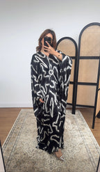CAFTAN IMPRIMÉ DIAMENTE NOIR/BLANC - RANA