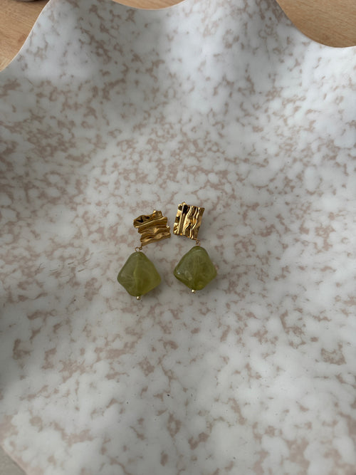 BOUCLES VERT/PIERRE D'OREILLES