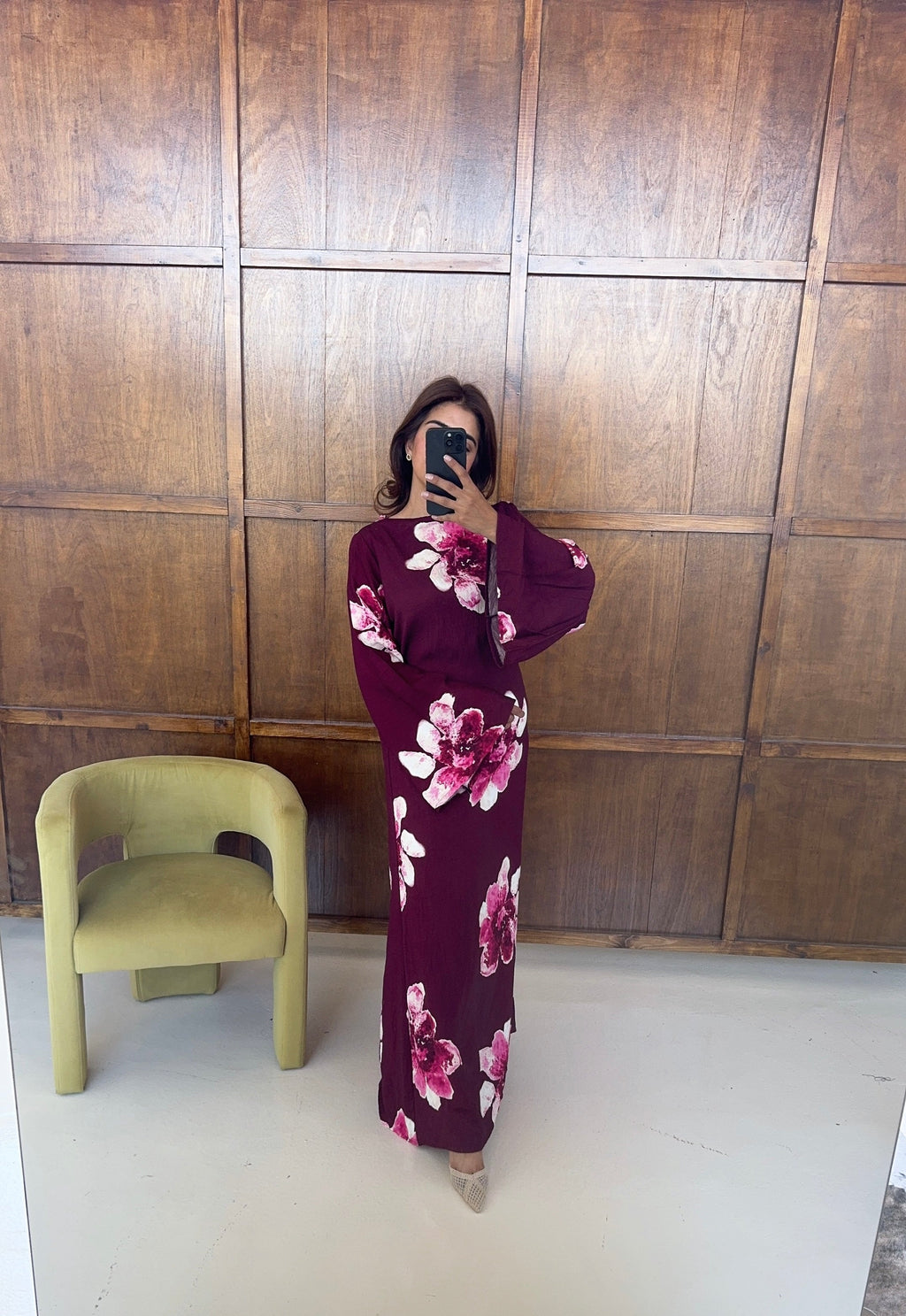 ROBE FLEURI PRUNE - AMINA