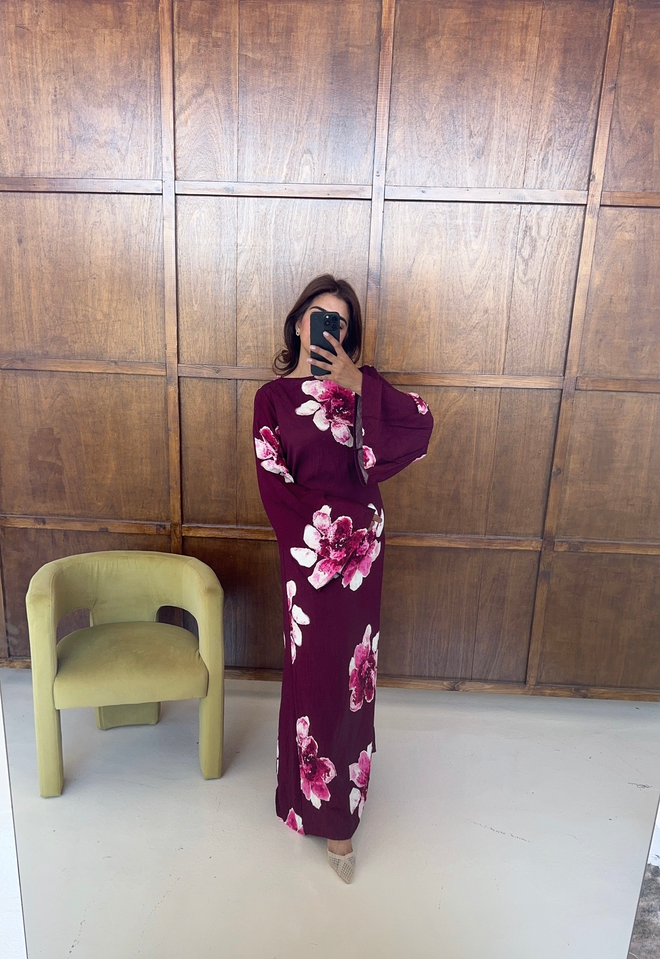 ROBE FLEURI PRUNE - AMINA