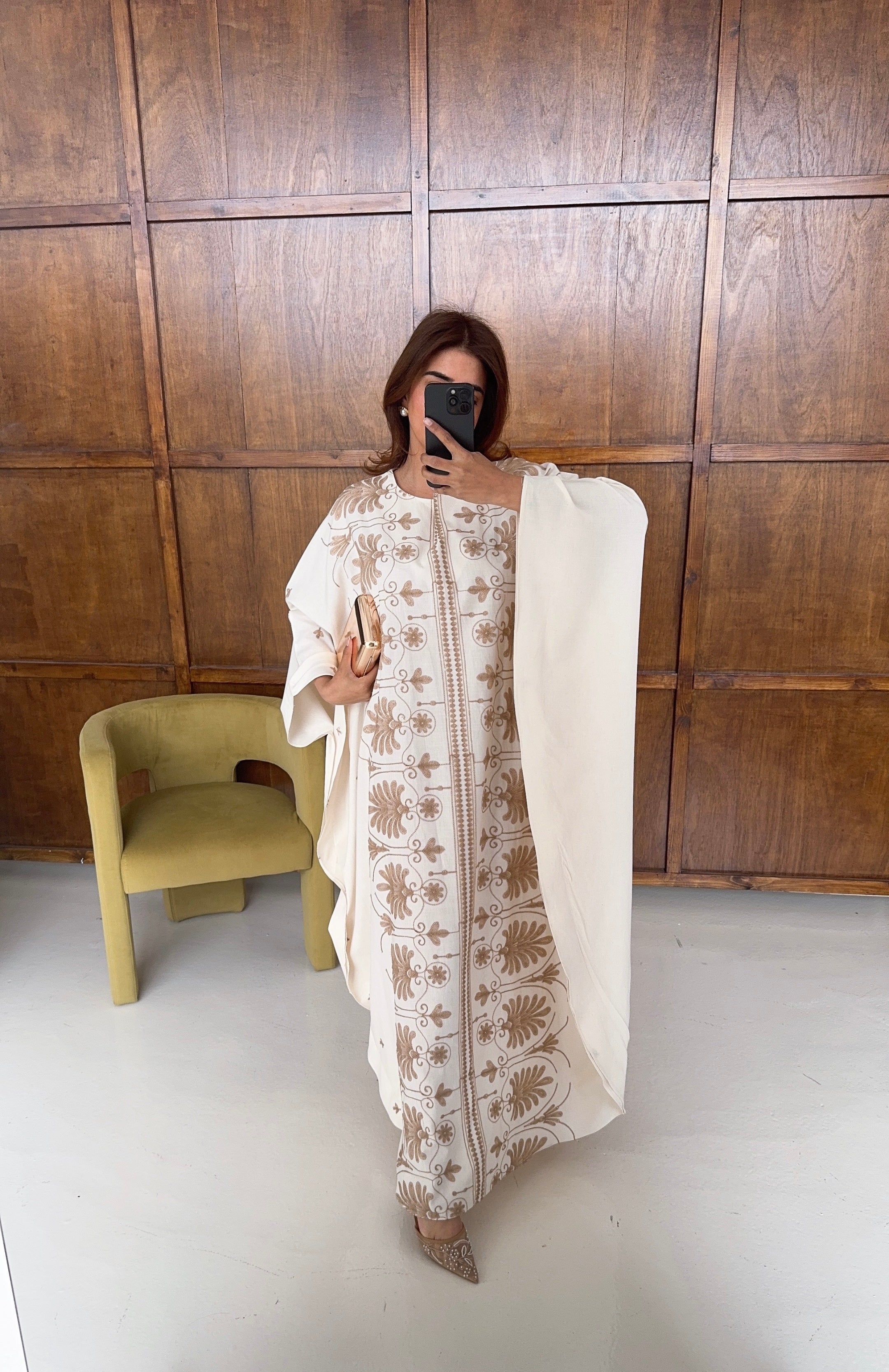 CAFTAN BRODÉ CRÈME - LAYLA