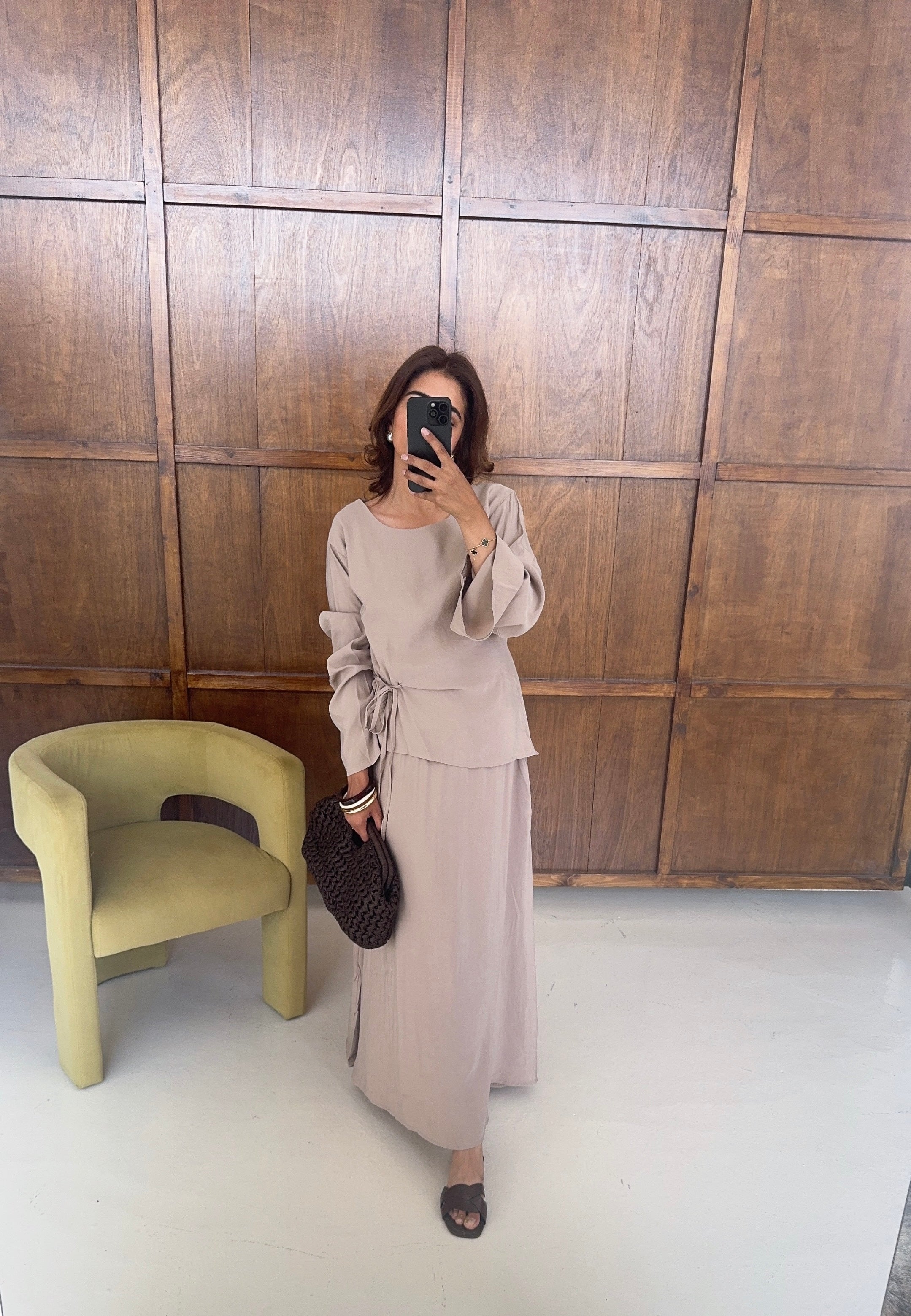 ENSEMBLE JUPE NOUÉ TAILLE TAUPE - AVILNA