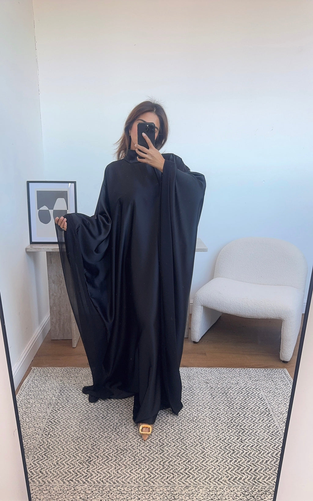 ROBE COL MONTANT LONG NOIR AVEC COL FOULARD - LAYA