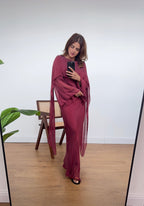 ROBE LONGUE FLUIDE AVEC ATTACHE FOULARD BORDEAUX - SASA