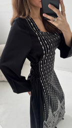 ROBE LONG BRODÉ NOIR - RUBA (PLUSIEURS TAILLES)
