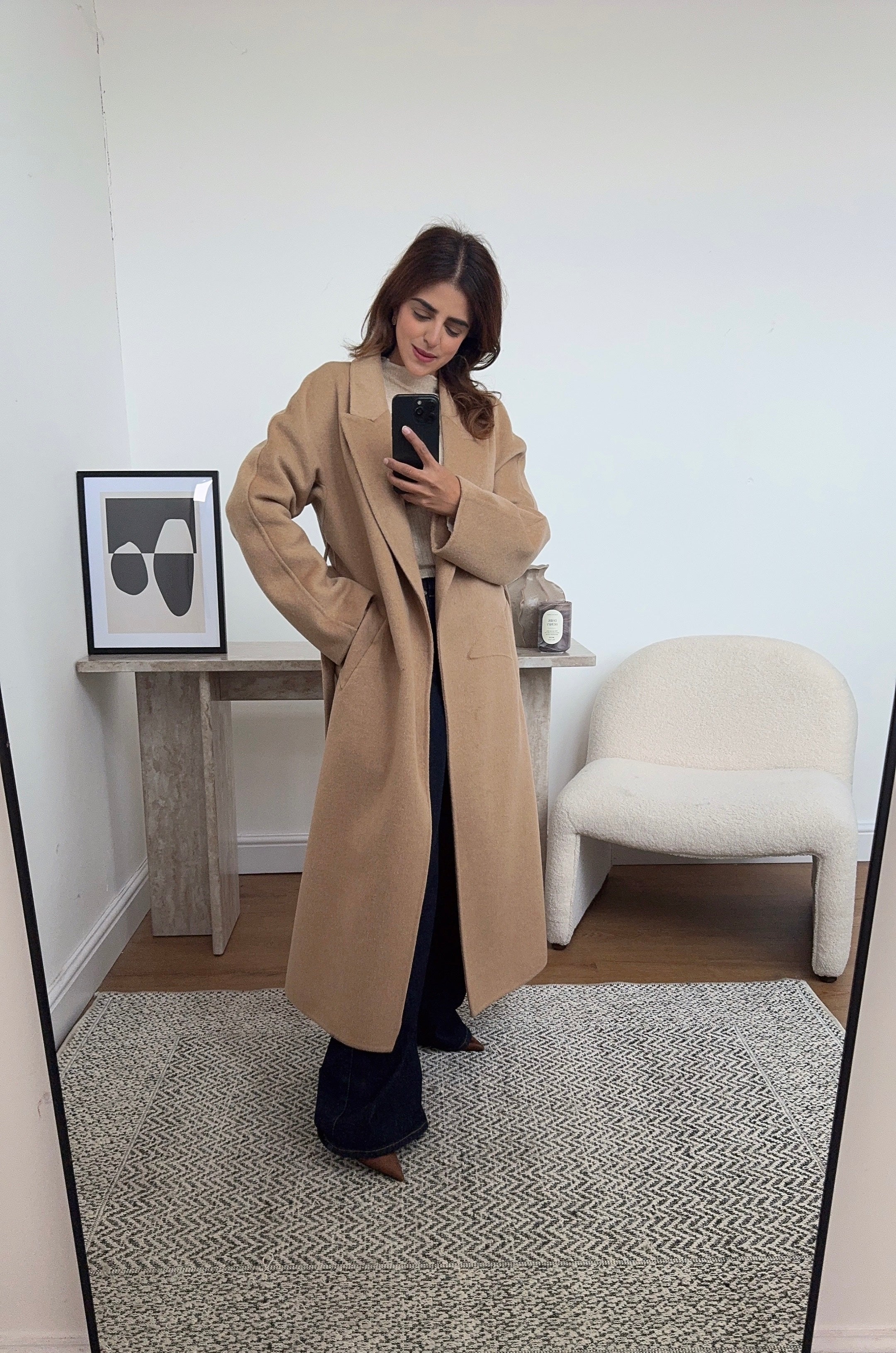 CAMEL HANDMADE WOOL CEINTURÉ MANTEAU - MARLI