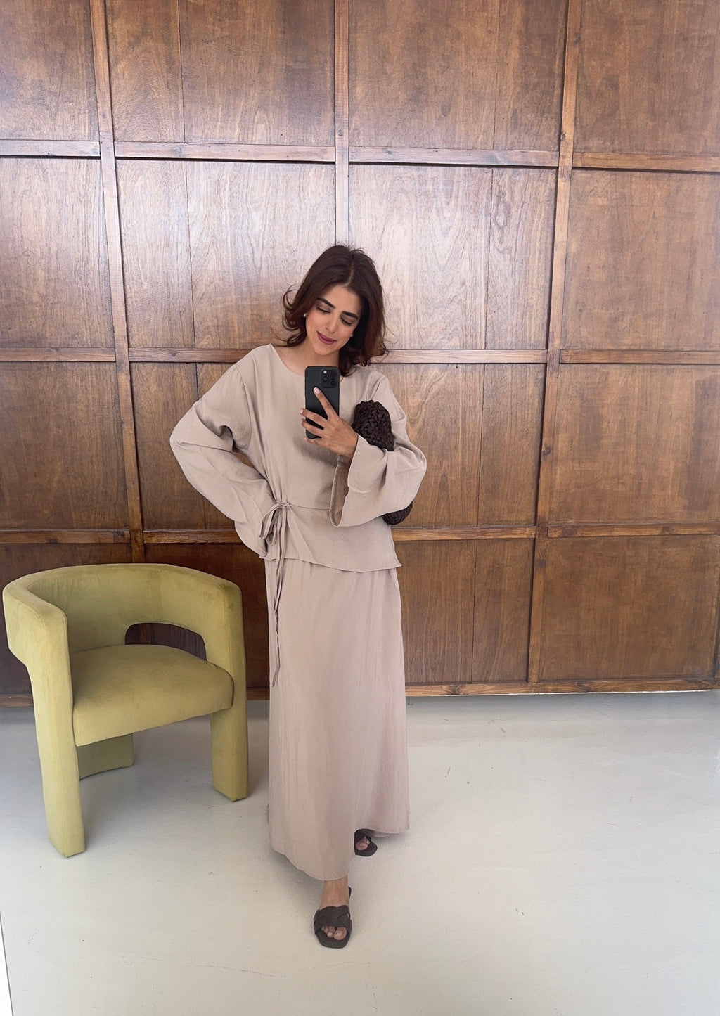 ENSEMBLE JUPE NOUÉ TAILLE TAUPE - AVILNA