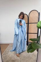 ROBE CAPE CRINKLE POUDRÉ BLEU - ALYA