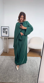 ROBE ÉMERAUDE AVEC DRAPÉ FOULARD - ZARIA