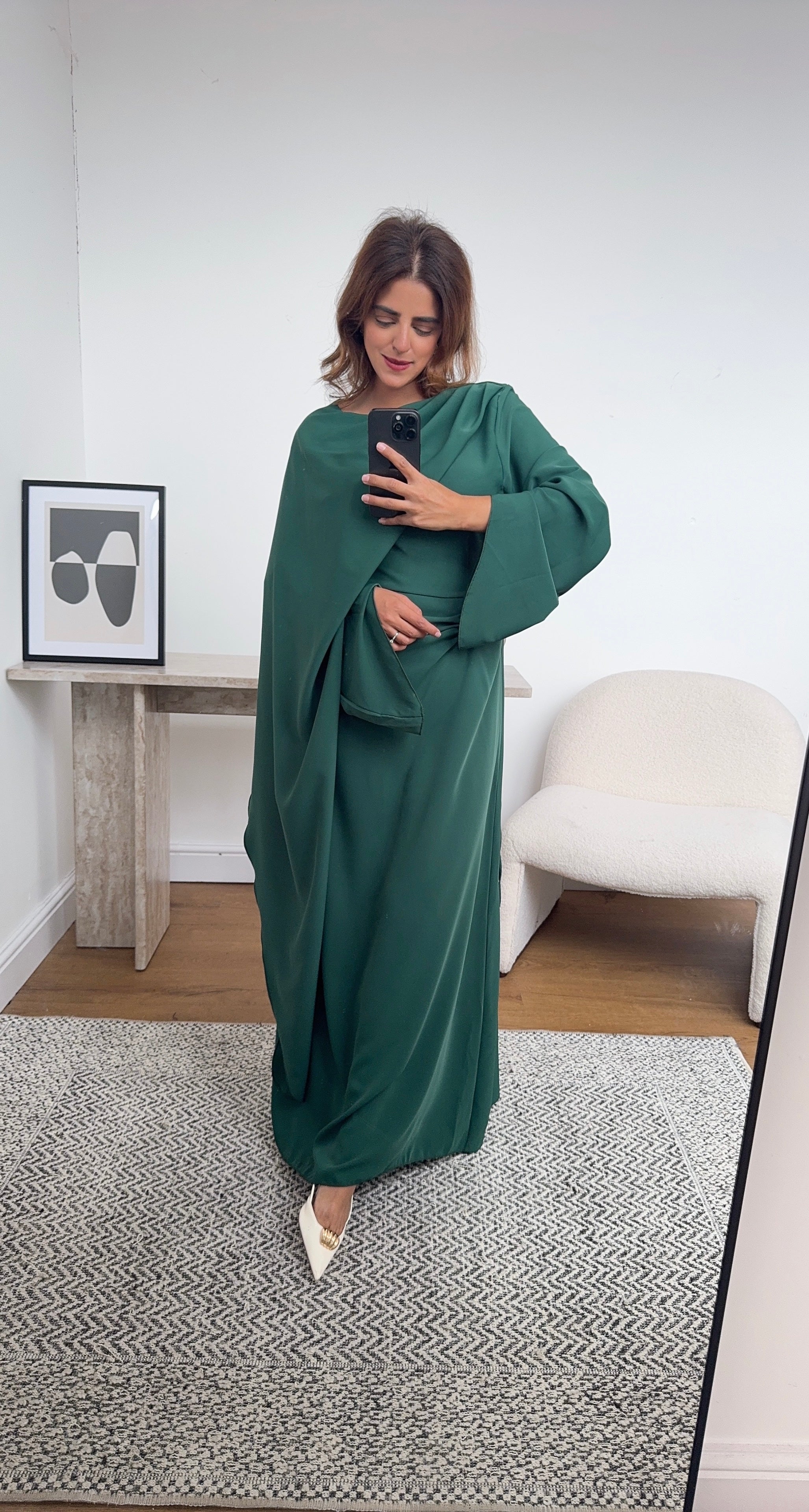 ROBE ÉMERAUDE AVEC DRAPÉ FOULARD - ZARIA
