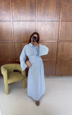 ROBE RAYÉ TAILLE NOUÉ BLEU - HUA