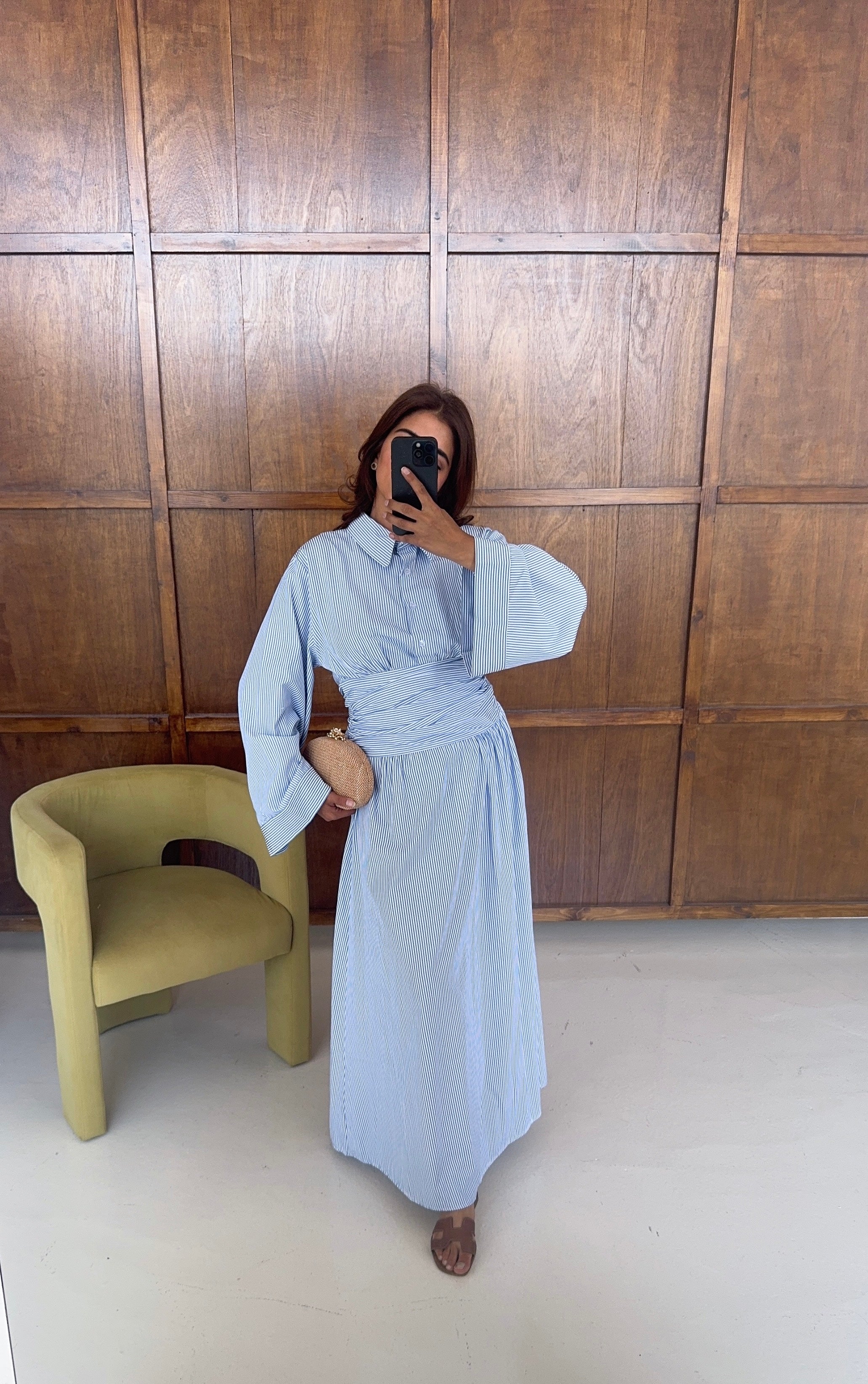 ROBE RAYÉ TAILLE NOUÉ BLEU - HUA