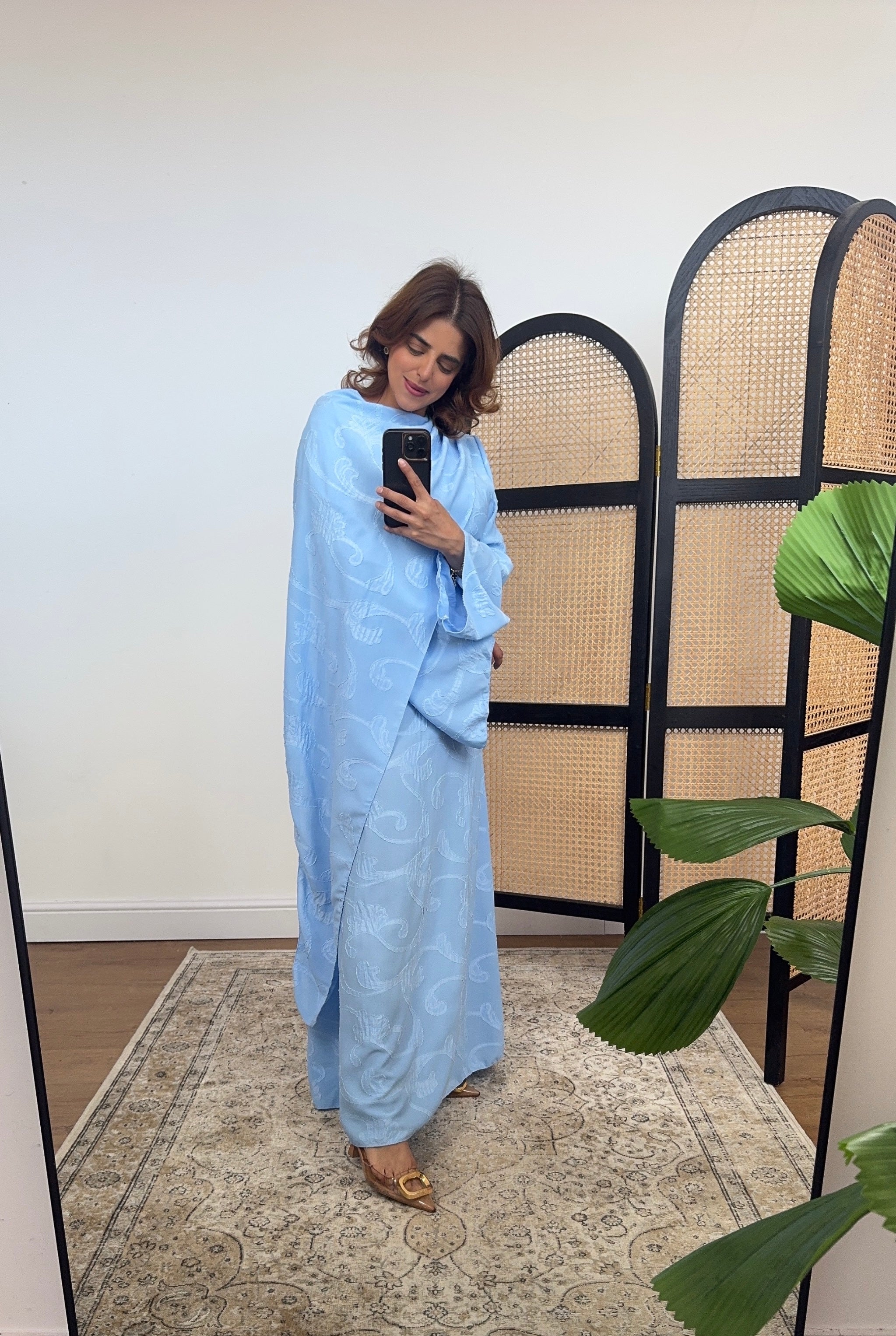 ROBE FOULARD DRAPÉ IMPRIMÉ POUDRÉ BLEU - LANA
