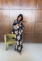 ROBE FLEURI NOUÉ DOS NOIR - ASI
