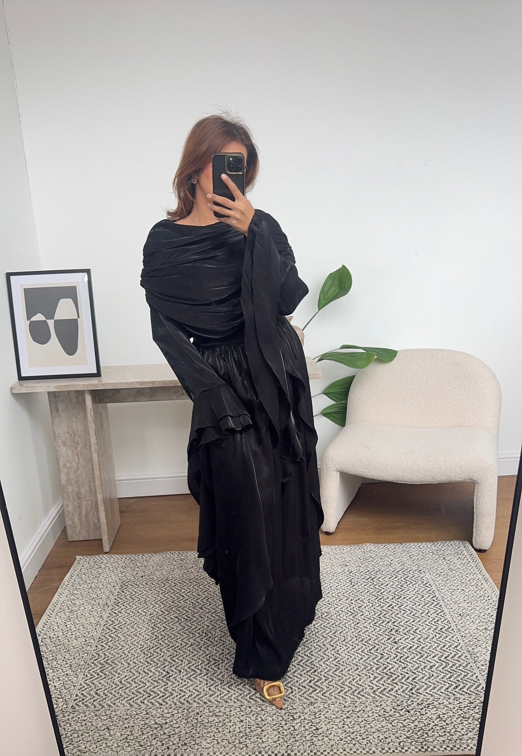 ROBE ÉVASÉ MANCHES NOIR - GRECIA