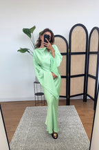 CLAIR MENTHE QUEUE DE POISSON ROBE AVEC DOS NOUÉ CEINTURE - DION
