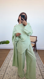 ENSEMBLE FOULARD MENTHE AVEC DORÉ BROCHE - ARYA