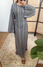 ROBE ZIGZAG CROCHET NOIR AVEC CEINTURE - YAITA
