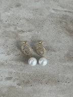PERLE PENDANTE BOUCLES D'OREILLES