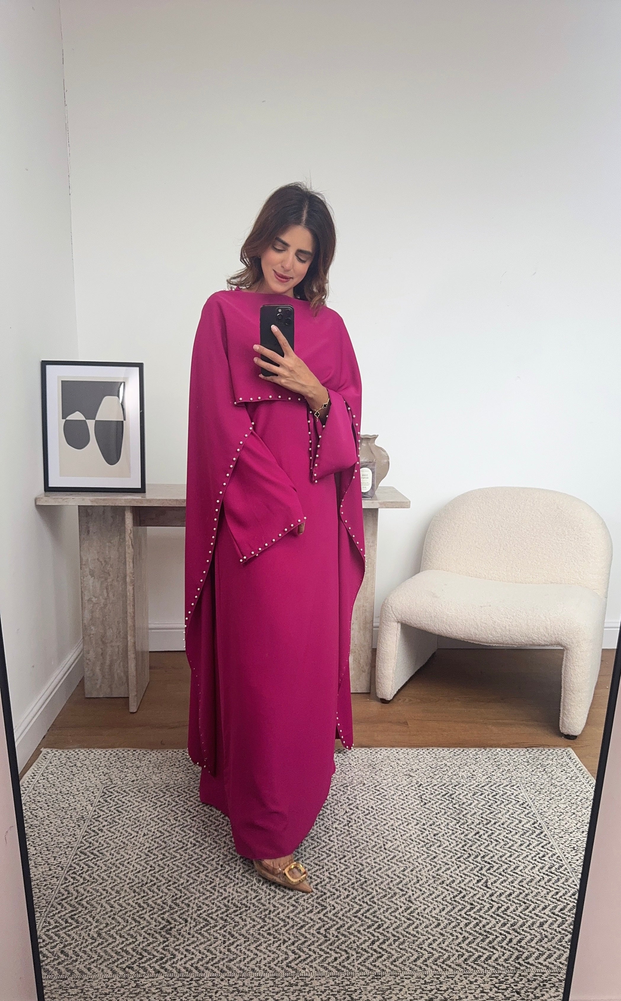 ROBE CAPE PERLE CERISE ROSE - SISI