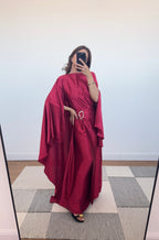 ROBE CAPE CRINKLE BORDEAUX - ALYA