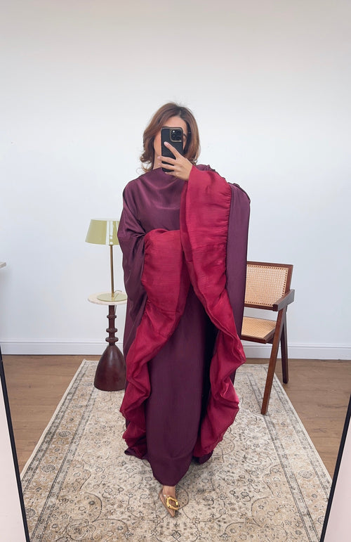CAFTAN VOLANT BORDEAUX - LAYANA