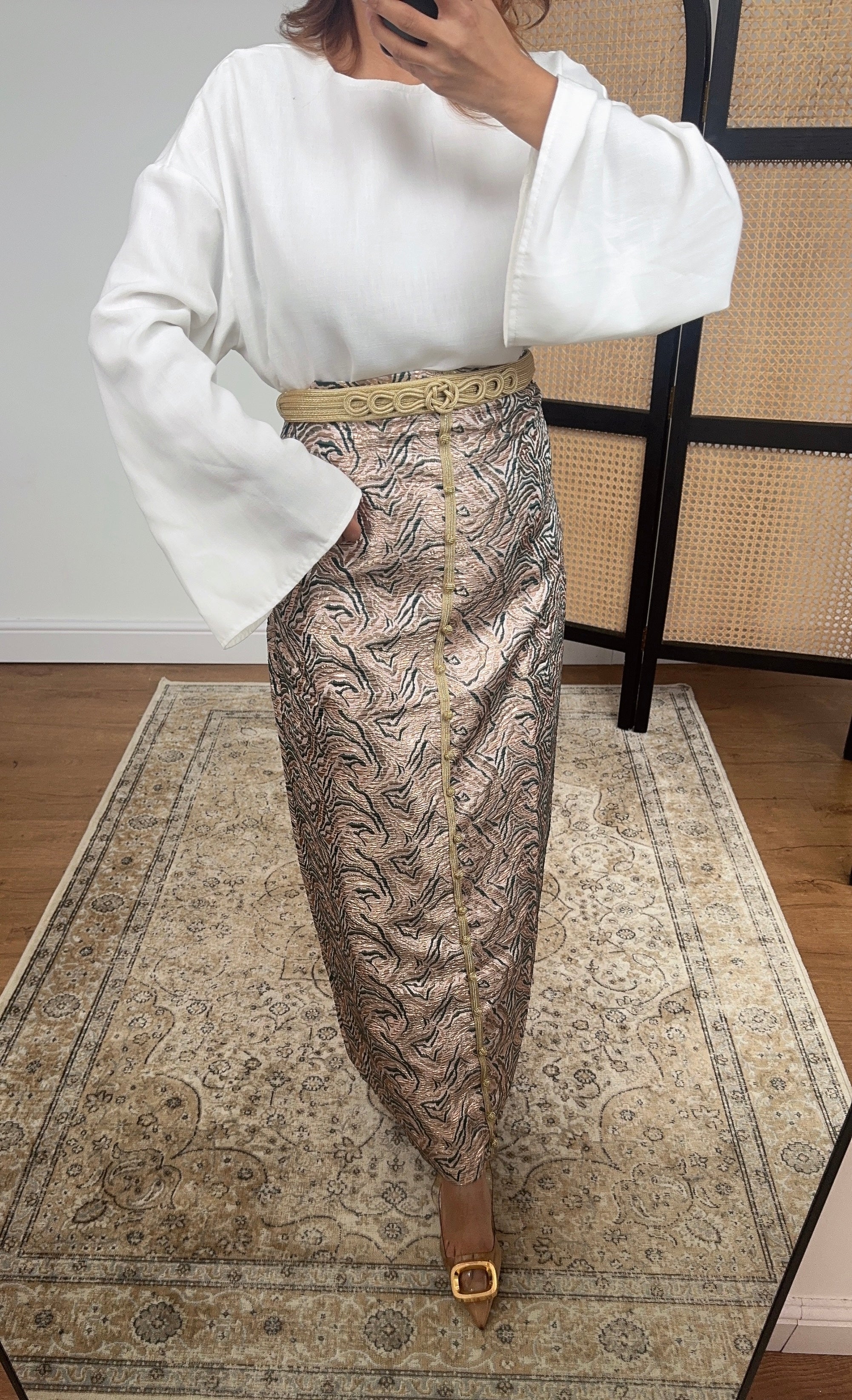 BLUSH BROCADE JUPE ENSEMBLE - AURORA