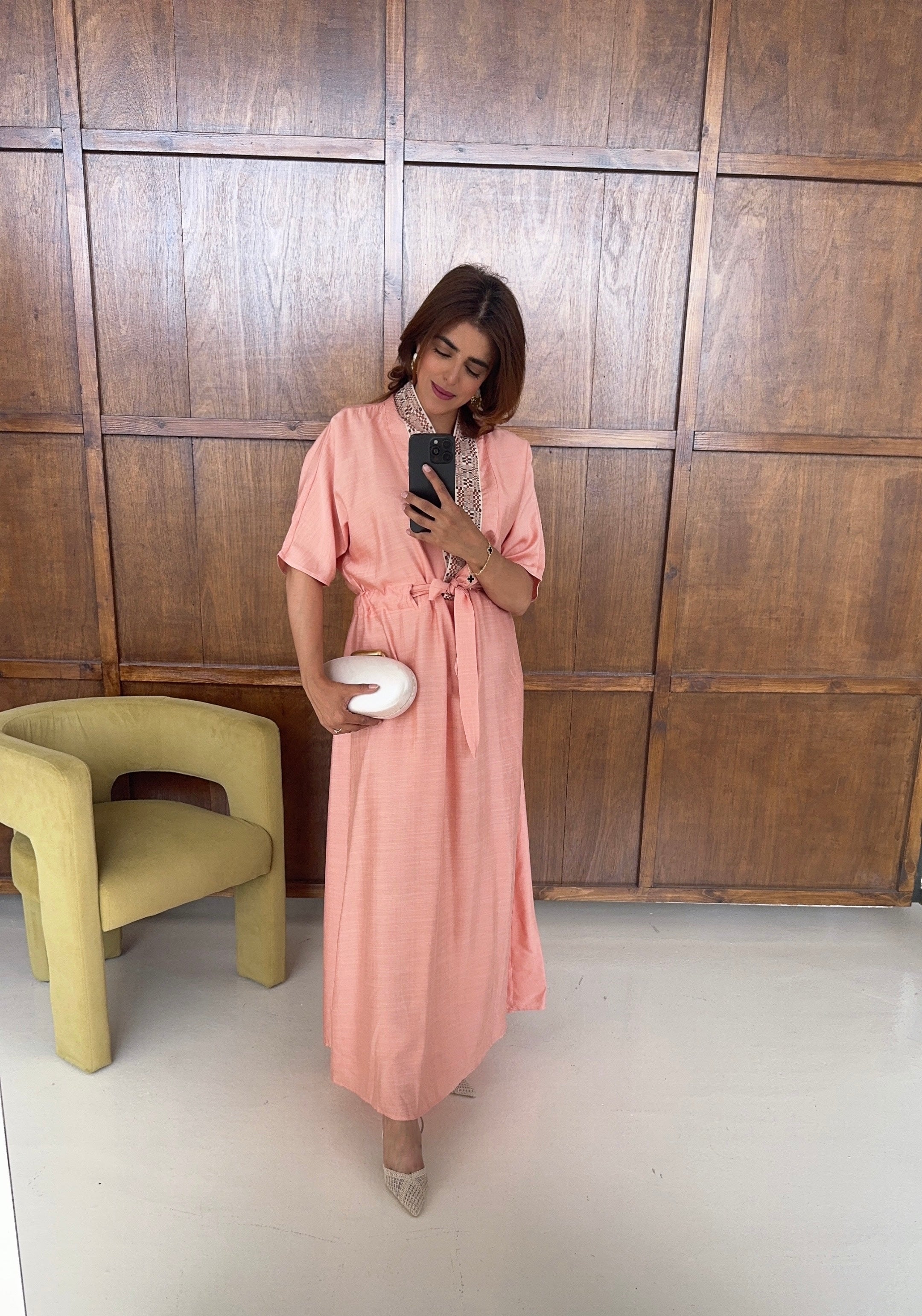 ROBE BRODÉ NOUÉ TAILLE CORAIL - NERJA