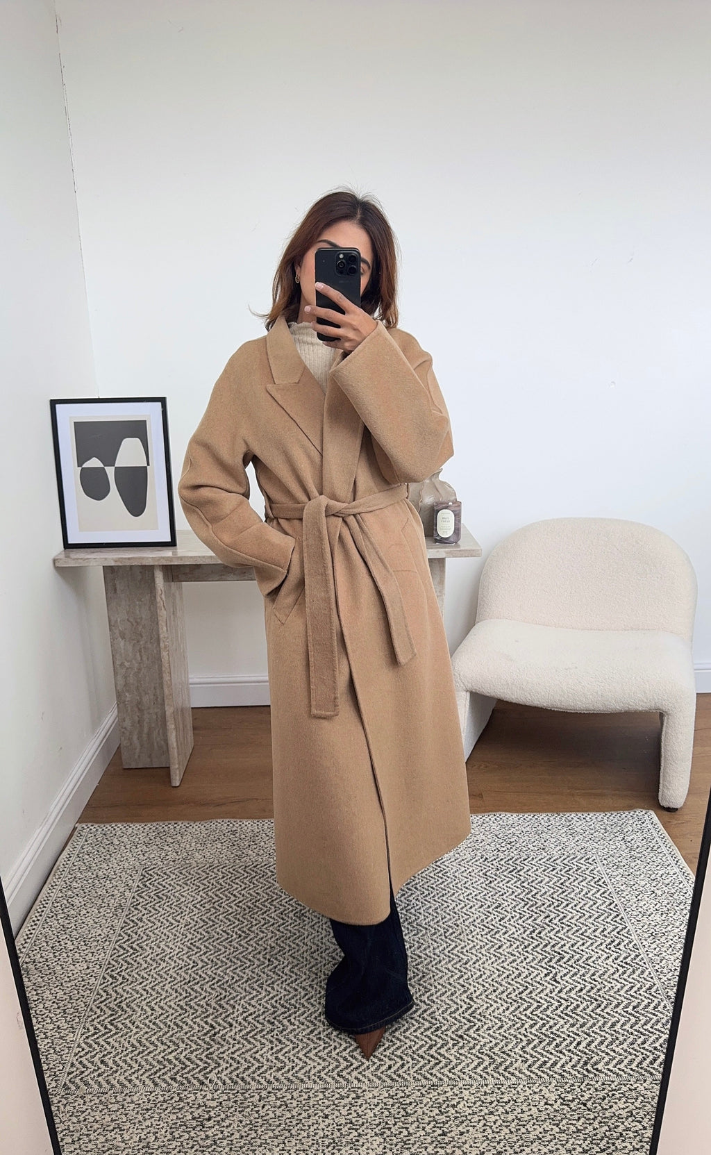 CAMEL HANDMADE WOOL CEINTURÉ MANTEAU - MARLI