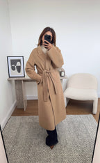 CAMEL HANDMADE WOOL CEINTURÉ MANTEAU - MARLI