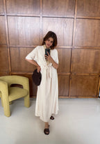 ROBE BRODÉ NOUÉ TAILLE CRÈME - NERJA