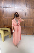 ROBE BRODÉ NOUÉ TAILLE CORAIL - NERJA